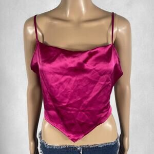 Pink satin going out cami crop top